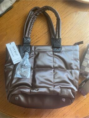 IHKWIP Quilted Brown Crossbody Tote